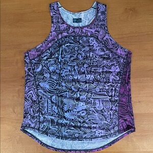Janji Women's Racerback Tank Top Abstract Purple and Blue